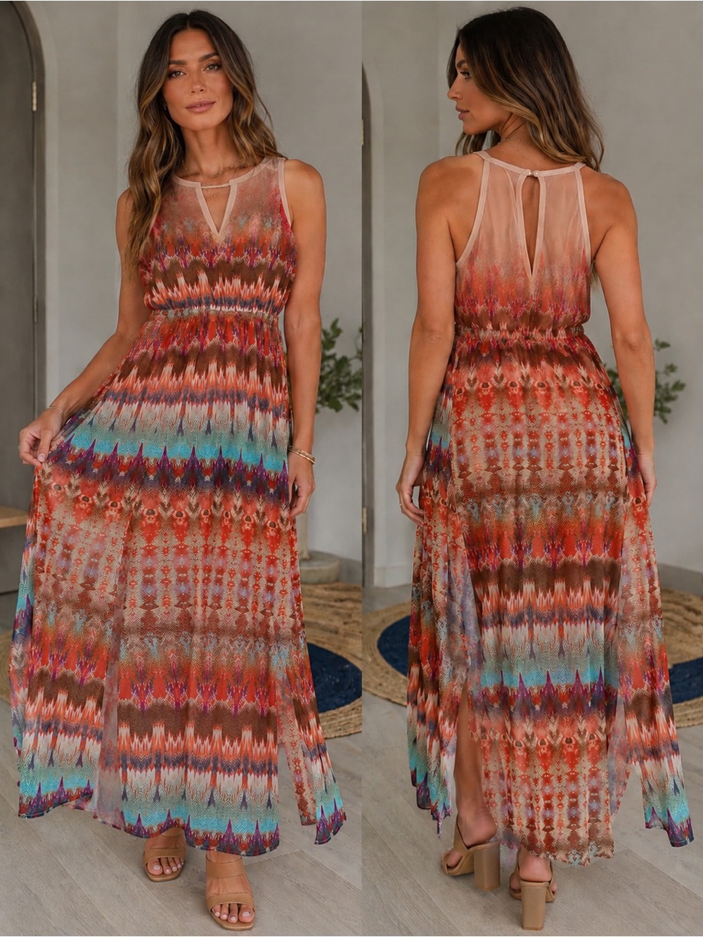 Sheer The Clothing Company Printed Maxi Dress S Boho